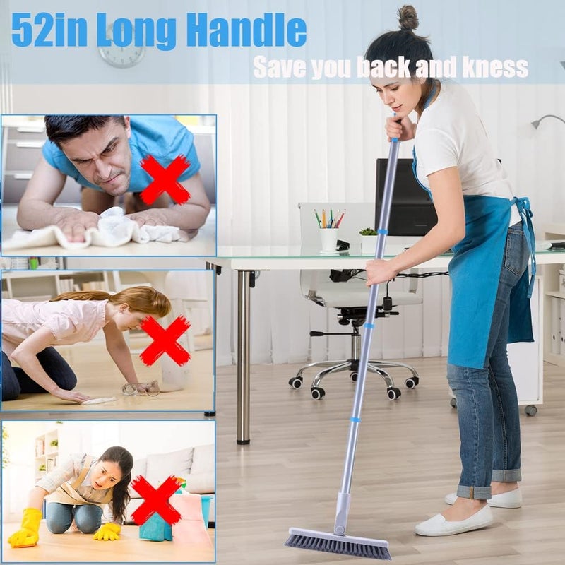 YONILL Grout Brush with Long Handle - Heavy Duty Grout Cleaner Brushes for Tile Floors, Swivel Stiff Bristles Floor Scrubber Cleaning Tool, Floor Scrub Brush for Shower, Kitchen, Baseboards and Corner - Image 4